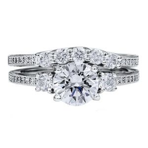 Size 9 Engagement Wedding Ring Set 1.97 Carat